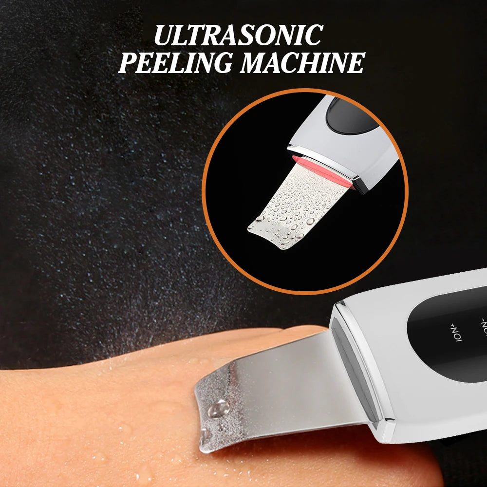 Ultrasonic Skin Scrubber EMS Microcurrent Face Lifting Machine LED Red & Blue Light Blackhead Remover Deep Facial Cleaning Device